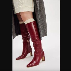Sam Edelman Sylvia Cabernet Red Tall Wide Calf Boots 8
